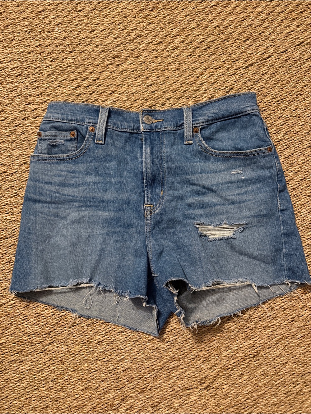 Levi's Blue Distressed Denim Cutoff Shorts